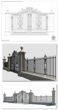 three different types of iron gates