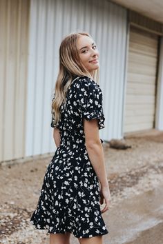 Short sleeve, deep-v, printed dress.Maddie is wearing a size smallLinedRuffle Hem This item is final sale. V-neck Mini Dress With Ditsy Floral Print For Vacation, V-neck Floral Dress With Ditsy Print, Flowy V-neck Dress With Surplice Neckline For Day Out, Ditsy Floral Print V-neck Sundress, Chic V-neck Wrap Dress For Day Out, Flirty V-neck Dress With Ditsy Floral Print, Floral Print Short Sleeve V-neck Dress For Day Out, Chic Floral Print V-neck Mini Dress, Chic V-neck Floral Mini Dress