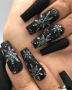 Olivia Mark - 24pcs Christmas Snowflake Press On Coffin False Nails Matte Set