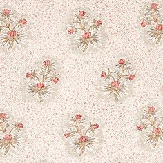 an image of a flower pattern on a wallpapered surface with red and white flowers