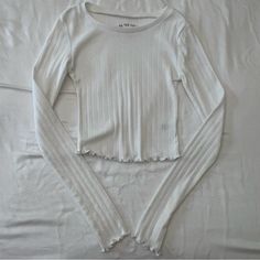 Open To Offers- Drop Off In 24 Hrs Of Purchase Brand New Never Worn The Og Tee Collection - Aero - Shrunken Tee Size Xs Fits As An Extra Small Super Cute Pointelle Design Good For Layering, Cropped And Lettuce Edge Along Bottom High Neckline Y2k Ribbed Tops For Spring, Fall Cropped Y2k Tops, Cropped Y2k Tops For Fall, Y2k Ribbed Crew Neck Top, Ribbed Cotton Crop Top, Casual Fitted White Crop Top, White Fitted Casual Crop Top, Casual White Fitted Crop Top, Shoes Wishlist