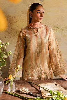 Product Description: Embroidered Paper Cotton Shirt Paired With Embroidered Organza Duppatta, Dyed Cotton Trouser And Inner Embroidered Paper, Embroidered Organza, Shalwar Kameez, Suit Fabric, Pakistani Outfits, Winter 2024, Cotton Shirt, Clothing Brand, Online Shopping