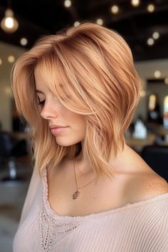 Discover 22 fresh strawberry blonde haircut ideas! From edgy pixies to romantic waves, find your perfect style and make those red-gold tones shine. Fall Hair Colors For Blondes Short Bobs, Autumn Blonde Hair Short, Short Strawberry Red Hair, Hair Color Ideas For Brunettes For Summer Short Bob, Blonde And Copper Short Hair, Copper Tones In Blonde Hair, Shoulder Length Copper Blonde Hair, Hair Color Ideas For Blondes With Red, Strawberry Blonde Short Curly Hair