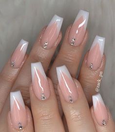 Unghie Sfumate, French Tip Nail Designs, Ombre Acrylic Nails, French Tip Acrylic Nails, French Acrylic Nails, French Nail Designs, Coffin Nails Long, Summer Acrylic Nails, Pink Acrylic Nails