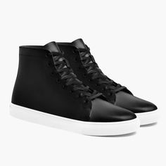 Men's Premier Leather High Top Sneaker In Black Leather - Thursday Classic Black Leather High-top Sneakers, Black Casual High-top Calf Leather Sneakers, Modern Black Leather High-top Sneakers, Thursday Boots Women, High Top Sneaker Outfit, All Black High Tops, Sneakers Outfit Work, Thursday Boot Company, Thursday Boots