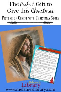 the christmas story for children with an image of jesus's face and text on it