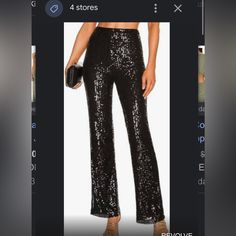 Beautiful Set Pants And Top.Both Xs. Online 100 And 218 Separately On Revolve Glamorous Fitted Black Bottoms, Glamorous Fitted Formal Pants, Black Sequined Straight Leg Pants, Chic High Waist Cocktail Bottoms, Glamorous Black Fitted Pants, Glamorous Fitted Bottoms For Date Night, Fitted Black Sequin Pants, Chic Straight Leg Pants For Party Season, Chic Fitted Evening Pants