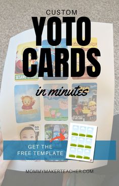 a person holding up a piece of paper with the words yoto cards in minutes