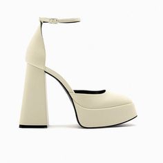 Nwot. Zara Cream Chunky High Heel Platform Shoes. Buckled Strap Closure At Ankle. Heel Height: 5.1 Inches (13 Cm). Airfit. Flexible Technical Sole Made Of Latex Foam Designed To Offer Increased Comfort. Size 7,5. 9. Ref. 3325/010. Sh 19 Beige Round Toe Block Heels With Platform, Beige Chunky Platform Heels With Round Toe, Beige Chunky Platform Heels With Closed Toe, Beige Closed Toe Chunky Platform Heels, Beige Chunky Platform Heels For Party, Party Beige Chunky Platform Heels, Chic Chunky Platform Closed Toe Heels, Cream Chunky Platform Heels For Spring, Chic Block Heels With Chunky Platform And Pointed Toe