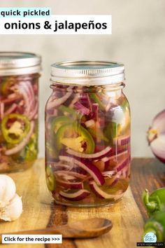 pickled onions and jalapenos in a jar