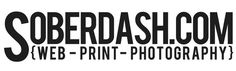 black and white logo with the words seberdash com, web - print - photography