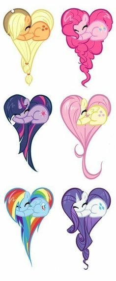 many different types of ponys are depicted in this cartoon character's head shapes