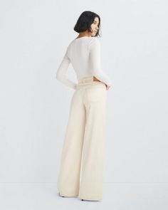 Buy Featherweight Sofie Wide-Leg - Ecru for USD 295.00 | rag & bone White Wide Leg Jeans, 2023 Wishlist, Soft Tailoring, Fall 23, Buy List, Denim Collection, Classy And Fabulous, Wide Legs, Wide Leg Denim