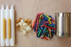 there are several different items on the table including toothbrushes and candy canes