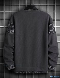 OrcaJump - Mens Chain Letter Print Hoodie Long Sleeve Sweatshirt in Light Grey, Dark Grey, White, and Black - Slim Fit Urban Black Patchwork Sweater For Streetwear, Black Crew Neck Sweater With Patchwork, Black Patchwork Crew Neck Sweater, Casual Patchwork Crew Neck Outerwear, Streetwear Long Sleeve Patchwork Sweater, Gray Patchwork Sweatshirt For Streetwear, Winter Streetwear Sweatshirt With Patchwork, Winter Crew Neck Patchwork Sweatshirt, Gray Patchwork Sweatshirt For Winter