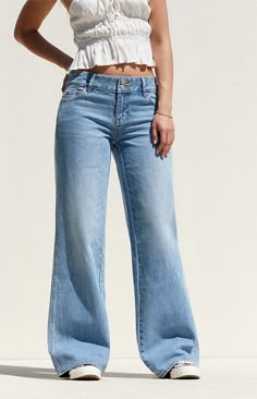 Step up your style this season with the Medium Indigo Double Button Low Rise Baggy Jeans from PacSun. Featuring a trendy low-rise waist and an ultra-slouchy full-length leg, these jeans offer a relaxed, baggy fit that exudes laid-back vibes. Complete with a classic 5-pocket body and a double button front zip fly closure, they're the perfect combination of comfort and style for any casual occasion. They're crafted from sustainably sourced rigid cotton for a durable and eco-conscious update.

Learn more about PacSun eco items Trendy Mid-rise Flare Jeans With Button Zip Fly, Blue Mid-rise Flare Jeans With Button Closure, Trendy Flare Jeans With Button Closure, Trendy Wide Leg Flare Jeans With Button Closure, Trendy Mid-rise Flare Jeans With Buttons, Casual Flare Bottoms With Buttons, Trendy Flared Bottoms With Button Closure, Trendy Flare Bottoms With Button Closure, Spring Solid Mid-rise Flare Jeans