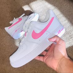 Custom Pink Air Force 1 *Any Color Paint Available * This Item Is Unisex So Anyone Can Rock This All Sizes Are Available Please Allow 5-7 Business Days For Delivery #Streetwear #Nike Hot Pink Nike Air Force 1, Pink Af1, Pink Air Force 1, Nike Shoes Custom, Cortez Shoes, Air Force 1 Outfit, Cute Casual Shoes, Nike Air Women, Pink Jordans