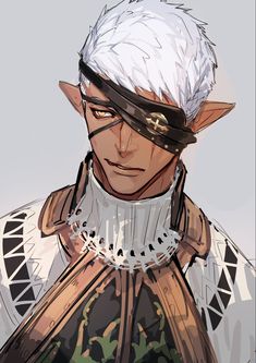 an animated character with white hair and horns