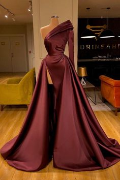 Chic Long Sleeve One Sleeve Evening Dress With Split On Sale-Ballbella One Shoulder Prom Dress, Detachable Skirt, Long Sleeve Prom, Long Sleeve Evening Dresses, فستان سهرة, Dresses Elegant, Mermaid Evening Dresses, Prom Dresses With Sleeves, Prom Dresses Long With Sleeves