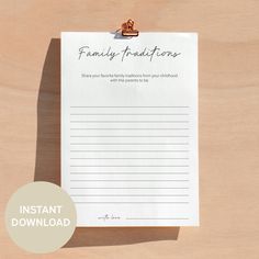 a paper with the words family fadsions on it next to a clipboard