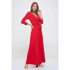 The Grace Wrap Dress is another West K's signature Maxi you will love! It has a fitted 3/4 sleeve and a faux wrap tie-waist detail in a full maxi length with wide bottom opening. This easy fit silhouette and comfort stretch will make this dress a favorite piece you'll want in every print. Made in USA. Machine washable. Red Wrap Dress For Spring, Fitted Wrap Dress With 3/4 Sleeves For Spring, Red Fitted Wrap Dress With Tie Waist, Fitted Red Wrap Dress With Tie Waist, Spring Red Belted Maxi Dress, Red Long Sleeve Wrap Dress For Spring, Dress With Tie, The Grace, Maxi Wrap Dress