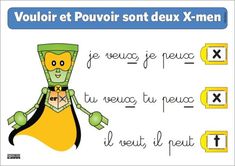 an image of a cartoon character with words written in french and english on the side