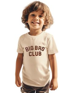 PRICES MAY VARY. Fabric: Big brother toddler shirt are made of 65% cotton and 35% polyester. Breathable and stretchable. Friendly to babies'skin. Features: Big brother t shirt. Features a classic round neckline. Short Sleeve, loose fit. BIG BRO CLUB letter printed shirt. The perfect gift for baby boy: announce to everyone that you're a big brother. Capture your little ones' special moment with our big brother announcement outfit. Style: Big brother announcement tee. Simple and retro baby big bro Promoted To Big Brother Announcement, Brother Announcement, Announcement Outfit, Big Brother Announcement Shirt, Big Brother Announcement, Big Brother Tshirt, Promoted To Big Brother, Big Brother Shirt, Sibling Shirts