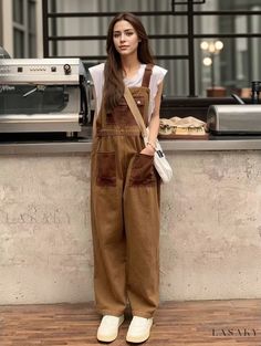 Lasaky - Vintage Loose Denim Jumpsuit with Wide-Leg and Floor-Length Design Casual Cheap Overalls With Side Pockets, Women Suspenders, Jumpsuit Streetwear, Female Jumpsuit, Loose Fit Jumpsuit, Overalls Fashion, Summer Pants Women, Suspenders For Women, Streetwear Jeans