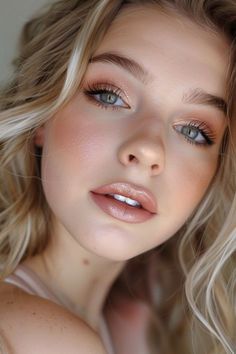 Boho Wedding Makeup Blue Eyes, Wedding Makeup Inspo Green Eyes, Woodland Wedding Makeup, Simple Fall Wedding Makeup, Copper Wedding Makeup, Grecian Makeup, Bridesmaid Makeup Hooded Eyes, Fairy Wedding Makeup, Soft Glam Makeup Blue Eyes