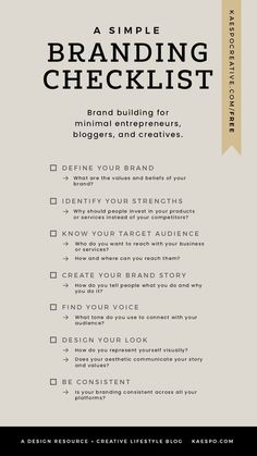 a simple branding checklist for minimal enterprises, and creatively advertisers