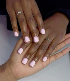 Pink Acrylic Overlay Natural Nails, Gel Overlay Nails Natural Short, Light Pink Short Nails, Light Pink Manicure, Light Pink Square, Gel Overlay Nails, Overlay Ideas, Basic Nail