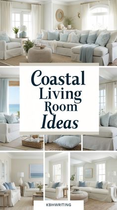 coastal living room ideas with blue and white furniture