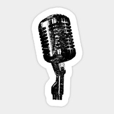 a black and white photo of a microphone sticker on a gray background with the words, it's time to sing