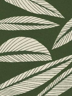 a green and white wallpaper with leaves on it