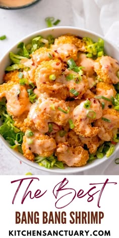 the best bang bang shrimp recipe in a white bowl