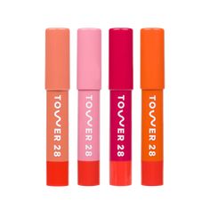 Free U.S. shipping when you get this set. What is it?The full JuiceBalm Vegan Tinted Lip Balm collection: all four (4) top-rated shades in a Tower 28 mesh bag.SQUEEZE: juicy coralDRINK: juicy berrySHAKE: juicy sheer pinkMIX: juicy sheer nudeJuiceBalm is a buttery smooth, vegan tinted lip balm boosted with healthy ingre Tower 28 Beauty, Tower 28, Lip Jelly, Rainbow House, Lip Balm Collection, Vegan Lip Balm, Soften Lips, Lip Balm Set, Juicy Lips