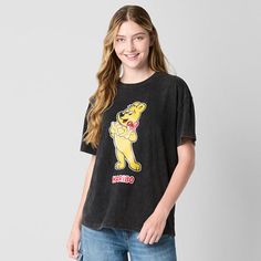 Part of the JCPenney x HARIBO limited-time collection, the oversized-fit of this graphic juniors t-shirt has a trendy look with a comfortable fit. It's made from soft, stretch, cotton-jersey and has a crew neckline, drop shoulders, short sleeves, and the signature golden gummy bear at the front. Wear it with everything from jeans to shorts to leggings.Features: Easy CareClosure Type: Pullover HeadFit: Oversized FitNeckline: Crew NeckSleeve Length: Short SleeveApparel Length: 28 InchesFiber Conte Oversized Pop Culture Screen Print Tops, Oversized Screen Print Pop Culture Tops, Oversized Pop Culture Tops With Screen Print, Large Shirts, Shirt Shop, Shirts Tops, Comfort Fit, Short Sleeves, Crew Neck