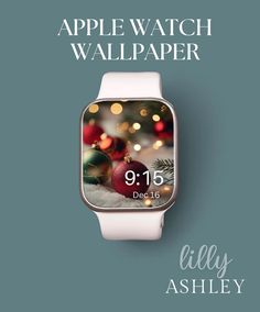 the apple watch wallpaper is displayed with christmas ornaments and baubles on it