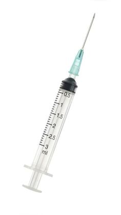 a medical syil with the needle inserted into it