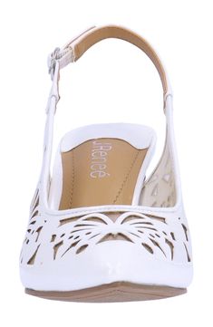 Laser-cut detailing lends textural intrigue to a slingback pump framed by a pointy cap toe and tapered heel. 2 3/4" heel Adjustable slingback strap with buckle closure Memory foam cushioning Synthetic upper, lining and sole Imported Ladies Pumps, Slingback Pump, Women's Pumps, Memory Foam, Laser Cut, Nordstrom, Pumps, Buckle, Heels