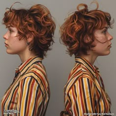 40 Trendy Short Wavy Hairstyles Short Hairstyle Copper, Short Hairstyle Women With Highlights, Short Red Hairstyle Women, Curly Layered Short Hair, Short Red Hair Character, Short Crazy Hair, Copper French Bob, Short Red Hair With Highlights, Red Highlights Short Hair