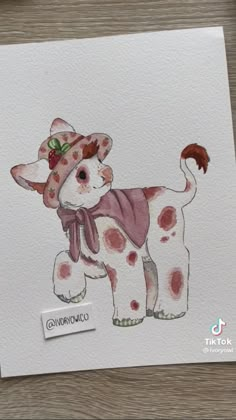 a watercolor painting of a dog wearing a hat and scarf