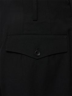 Front button and concealed zip closure . Belt loops. Front pleated details. Two side pockets. Two back pockets. Model is wearing a size3 Formal Tapered Leg Bottoms With Patch Pockets, Classic Tailored Pants With Side Pockets, Classic Black Bottoms With Patch Pockets, Tailored Semi-formal Bottoms With Side Pockets, Semi-formal Tailored Bottoms With Side Pockets, Formal Trousers With Patch Pockets, Classic Dress Pants With Straight Hem And Side Pockets, Classic Dress Pants With Side Pockets And Straight Hem, Formal Flat Front Bottoms With Side Pockets