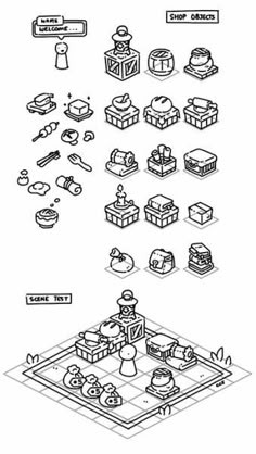 an image of a bunch of objects that are in the shape of a game screen