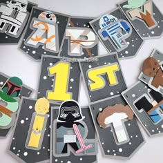 star wars themed cut outs are laid out on a white surface with the numbers one and two