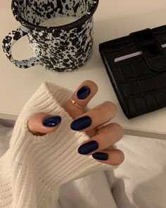 Navy Nails, Navy Blue Nails, Milky Nails, Winter Nail, Girls Nails, Minimalist Nails, Dream Nails, Funky Nails, Pretty Acrylic Nails