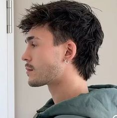 Men’s Haircut Mini Mullet, Mullet Type Haircut Men, Men Short Mullet Hairstyle, New Age Mullet Men, Haircuts For Messy Hair, Mens Haircut Modern Mullet, Modern Mullet For Straight Hair, Male Modern Mullet, Mild Mullet