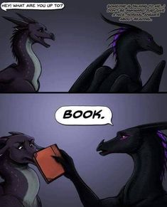 a comic strip with an image of a dragon and the caption that says book