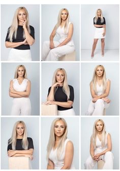 many different pictures of a woman with long blonde hair