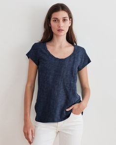 Velvet by Graham & Spencer Kira Scoop Neck Tee in Bluechip - Bliss Boutiques Effortless Spring T-shirt For Casual Gatherings, Effortless Summer T-shirt For Casual Gatherings, Versatile Spring T-shirt For Casual Gatherings, Versatile Relaxed Fit T-shirt For Summer, Effortless Relaxed Fit T-shirt For Spring, Effortless Spring Everyday T-shirt, Summer Effortless Soft-washed T-shirt, Relaxed Fit T-shirt For Spring, Spring Relaxed Fit T-shirt